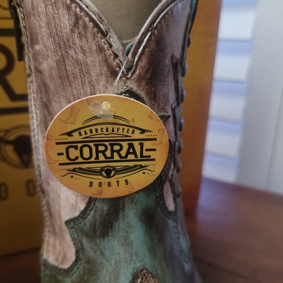 New Corral Sand & Turquoise Women's Embroidered Western Boots - Size 7M - Picture 3 of 7